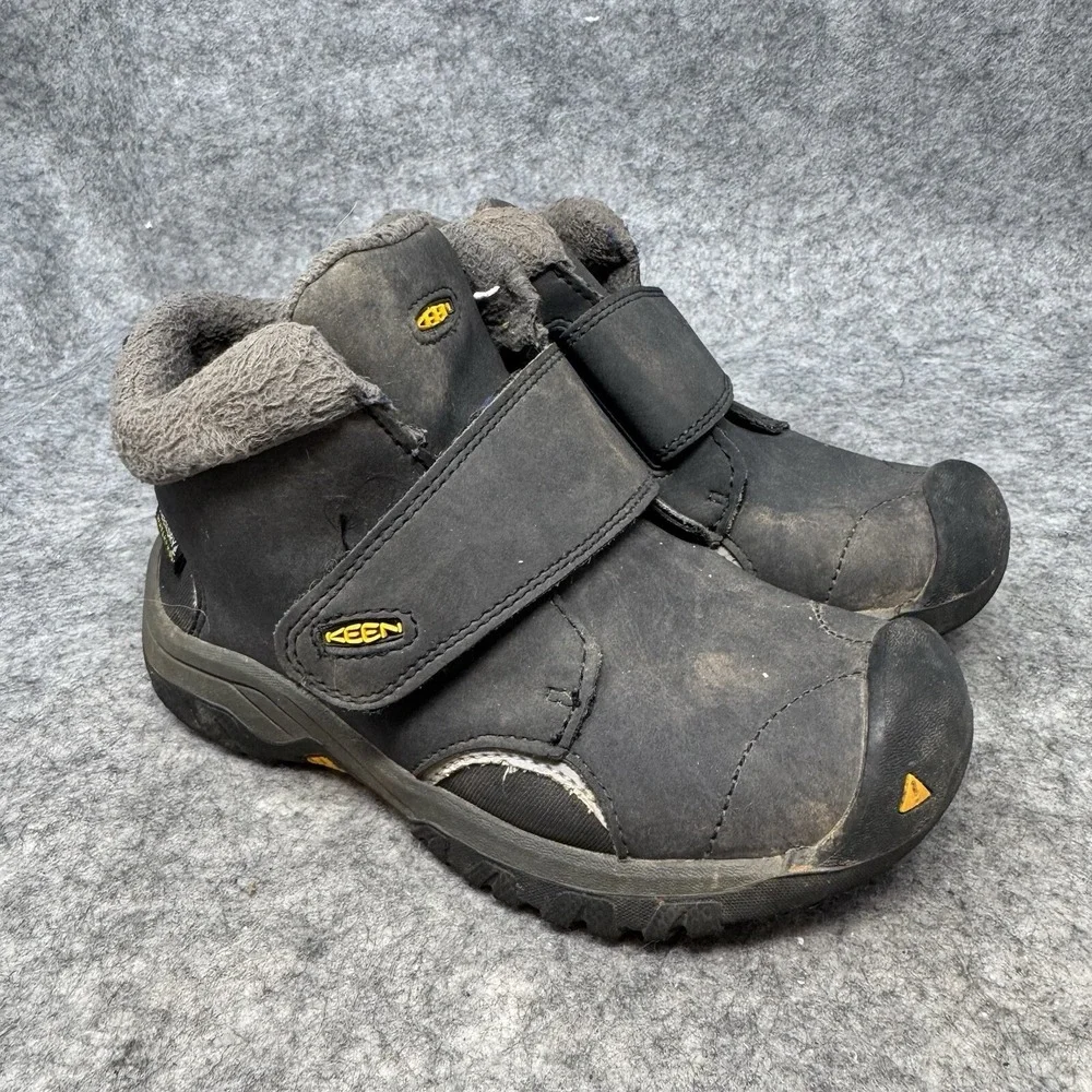 Keen Waterproof Hiking Boots Boys Size 11 Fleece Lined‎ Gray Winter Winter